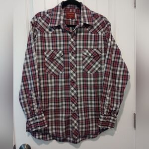 Vintage Rustler By Wrangler Men’s Western Plaid Pearl Snap Shirt